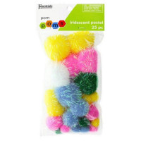 Essentials By Leisure 25 Count Assorted Sizes Iridescent Pastel Colors Craft Pom Poms