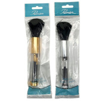 2-in-1 Blush Brush with Built-In Mini Makeup Tools in Assorted Metallic Colors