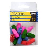 15 Piece Pencil Top Erasers
