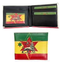 Faux Leather Bifold Wallet in Rasta Lion Design