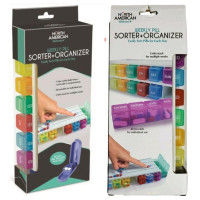 North American Wellness Color Coded Weekly Pill Sorter & Organizer with Pill Splitter