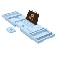 Royal Craft Wood Bamboo Adjustable Bathtub Caddie with Silicone Anti Slip Grips in Blue