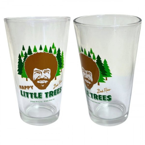 Bob Ross 16oz Happy Little Trees Pint Glass Bob Ross 16oz Happy Little Trees Pint Glass