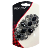 Revlon Metal Hair Barrette with Black Rhinestones