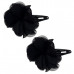 Revlon Metal Hair Barrette with Black Mesh Fabric Flowers