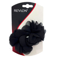 Revlon Metal Hair Barrette with Black Mesh Fabric Flowers