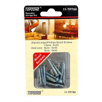Topzone 20 Piece Large Phillips Wood Screws in Assorted Sizes