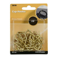 Hillman  40 Piece  7/8'' Brass Metal Cup Hooks