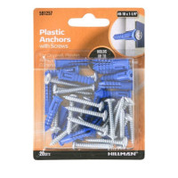 Hillman 20 Piece 15lb Plastic Anchors with Screws Set