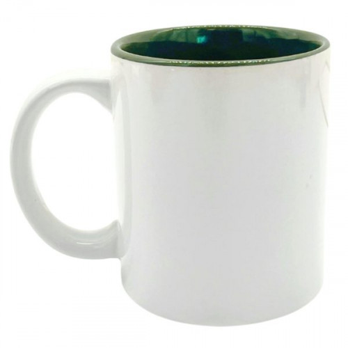 11oz White C-Handle Ceramic Mug with Green Interior 11oz White C-Handle Ceramic Mug with Green Interior