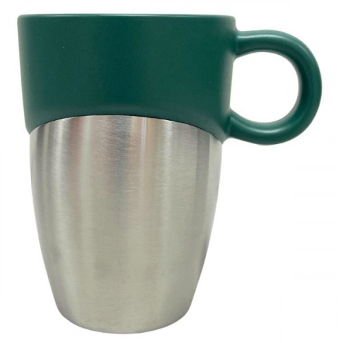 12oz Matte Green Ceramic Mug with Stainless Steel 12oz Matte Green Ceramic Mug with Stainless Steel