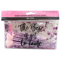 4 Piece Glitter Makeup Brush Set in Reuseable Pouch