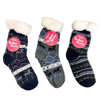 1 Pack Fuzzy Sock with Circular Grips in Assorted Deer Designs