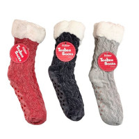 1 Pack Fuzzy Sock with Circular Grips in Assorted Winter Colors