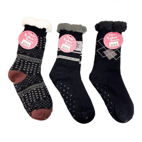 1 Pack Fuzzy Sock with Circular Grips in Assorted Winter Argyle Snowflake Designs 1 Pack Fuzzy Sock with Circular Grips in Assorted Winter Argyle Snowflake Designs