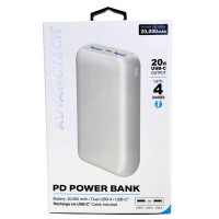 Advanctech 20,000 Mah PD Power Bank with Dual USB A USB C Ports in White