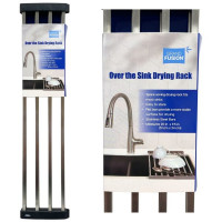 Grand Fusion Black Flat Bar Roll-Up Over The Sink Dish Drying Rack