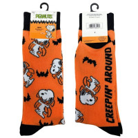 1 Pack Peanuts Licensed Mens Snoopy Halloween Crew Socks in Size 10-13