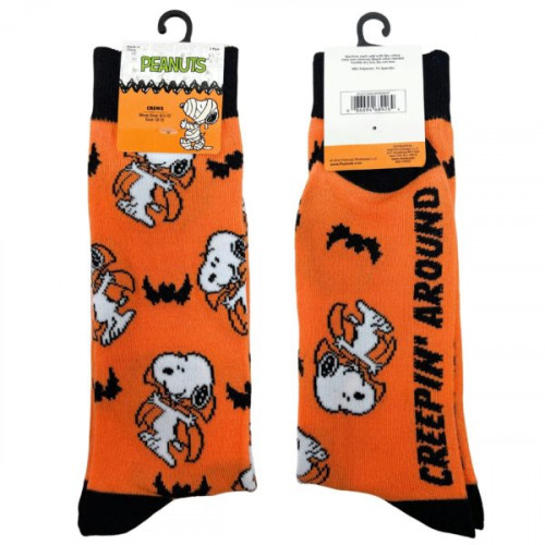 1 Pack Peanuts Licensed Mens Snoopy Halloween Crew Socks in Size 10-13 1 Pack Peanuts Licensed Mens Snoopy Halloween Crew Socks in Size 10-13