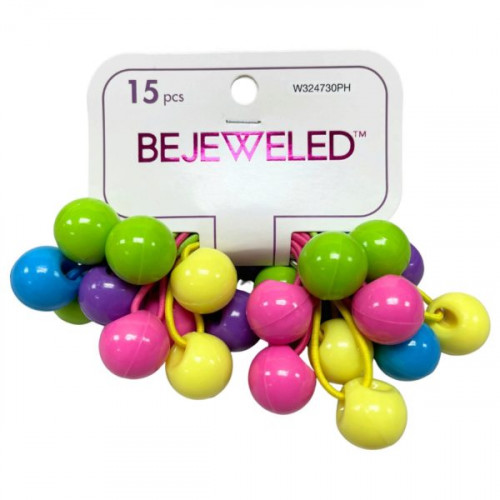 Bejeweled Multi-Colored Twin Bead Ponytail Holders 15 Pack Bejeweled Multi-Colored Twin Bead Ponytail Holders 15 Pack