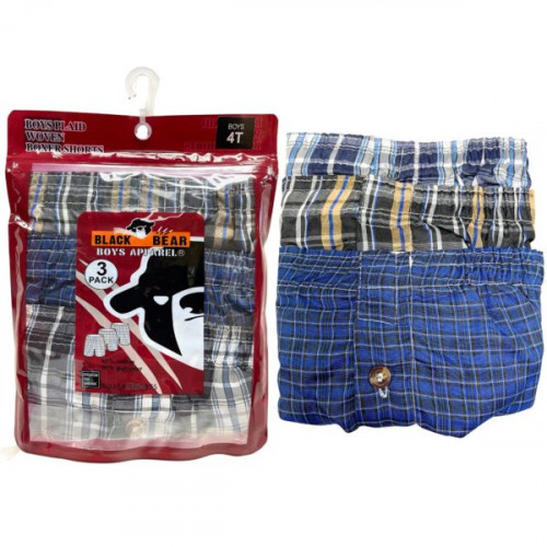 Black Bear Toddler 3 Pack Woven Boxers in Assorted Colors and Designs in Size 4T Black Bear Toddler 3 Pack Woven Boxers in Assorted Colors and Designs in Size 4T