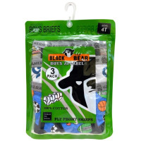 Black Bear Boys 3 Pack Printed Briefs in Assorted Colors and Designs in Sizes 2T 3T 4T