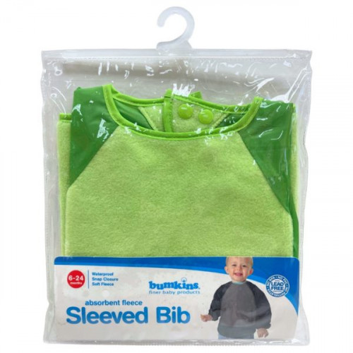Bumkins Green Absorbent Sleeved Bib Bumkins Green Absorbent Sleeved Bib