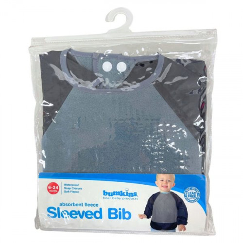 Bumkins Gray Absorbent Sleeved Bib Bumkins Gray Absorbent Sleeved Bib