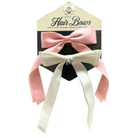 2 Pack Pink and Ivory Blind Hair Bow Accent Clips