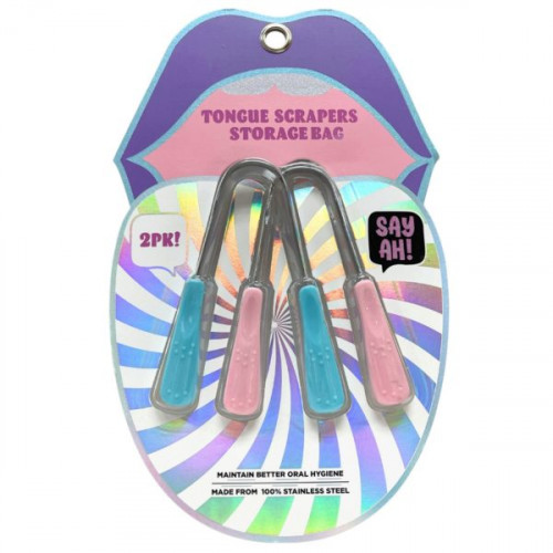 SayAh 2 Pack Easy Blue Stainless Steel Tongue Scraper Set SayAh 2 Pack Easy Blue Stainless Steel Tongue Scraper Set