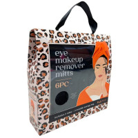 Fresh Face 6 Piece Eye Makeup Remover Mitt Set in Black