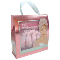 Fresh Face 6 Piece Eye Makeup Remover Mitt Set in Pink