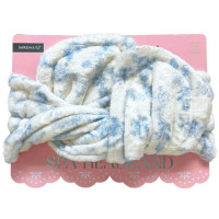 Bella Beauty Adjustable Wrap Spa Headband in Blue Floral Ivory