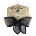 2 Pack Ivory and Black French Tulle Bow Barrettes with Rhinestones