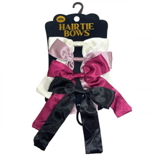 4 Pack Ivory Pink Black and Red Bow Hair Ties 4 Pack Ivory Pink Black and Red Bow Hair Ties