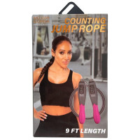 Fitness Collection Counting Jump Rope with Rubber Grip in Pink