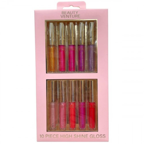 Beauty Venture 10 Piece High Shine Lip Gloss Set in Bright Tones