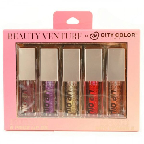 Beauty Venture 5 Piece Lip Oil Set Infused with Vitamin E in Bright Tones