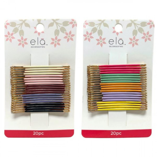 Ela 20 Pack Enamel Bobby Pins in Assorted colors Ela 20 Pack Enamel Bobby Pins in Assorted colors