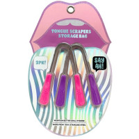 Say Ah 2 Pack Stainless Steel Tongue Scrapers in Electric Pink