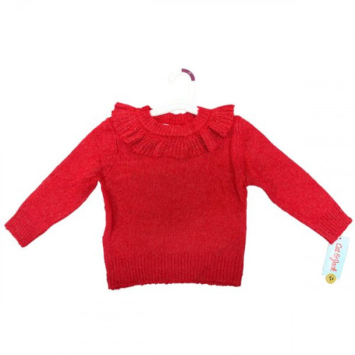 Cat & Jack 3T Toddler Ruffle Collar Sweater in Red