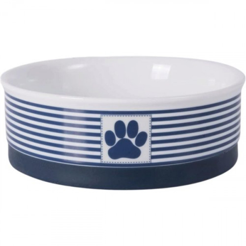 Bone Dry Porcelain Medium Stripe Paw Pet Bowl with Silicone Ring Bone Dry Porcelain Medium Stripe Paw Pet Bowl with Silicone Ring