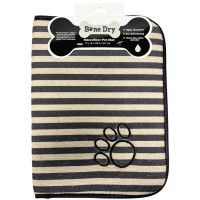 Bone Dry Machine Washable Ultra Obsorbent Brown Striped Paw Pet Feeding Mat