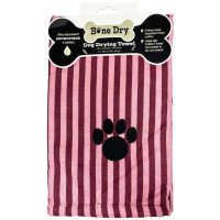 Bone Dry Pet Grooming Microfiber Towel in Cranberry Striped Collection