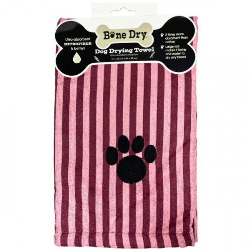 Bone Dry Pet Grooming Microfiber Towel in Cranberry Striped Collection Bone Dry Pet Grooming Microfiber Towel in Cranberry Striped Collection