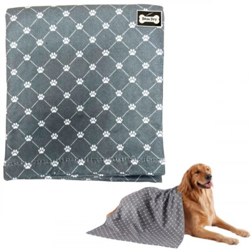 Bone Dry Pet Grooming Microfiber Towel in Gray Printed Trellis Collection Bone Dry Pet Grooming Microfiber Towel in Gray Printed Trellis Collection