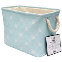 Bone Dry Polyester Rectangular Pet Bin Size Small in Aqua with Trellis Paw Design