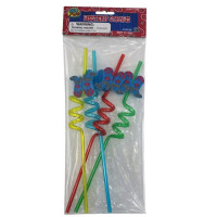 Kid Fun 4 Pack Western Reusable Spiral Straws with Boot Decoration
