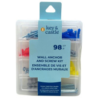 Key & Castle 98 Piece Wall Anchor & Screws Kit in Reusable Storage Case