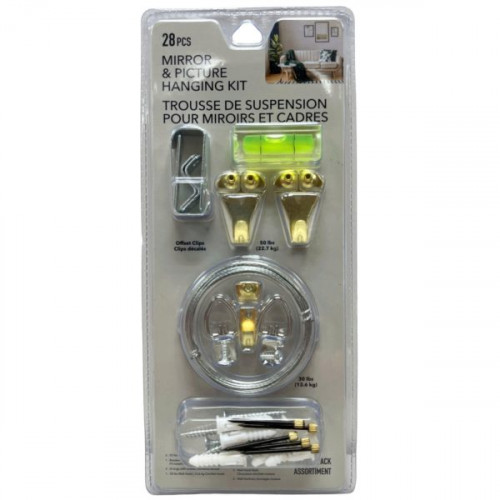 28 Piece Mirror & Picture Hanging Kit with Level 28 Piece Mirror & Picture Hanging Kit with Level